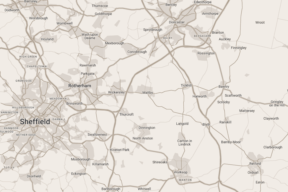 covered area - South Yorkshire